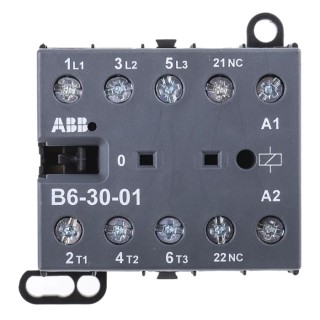 ABB B Series 3-Pole Contactor with 230V AC Coil, 9A, 4kW Power Rating, 3 NO Auxiliary Contacts, 690V AC Contact B6-30-01-80