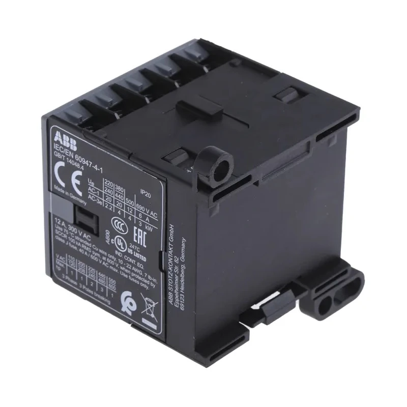 ABB B Series 3-Pole Contactor with 230V AC Coil, 9A, 4kW Power Rating, 3 NO Auxiliary Contacts, 690V AC Contact B6-30-01-80