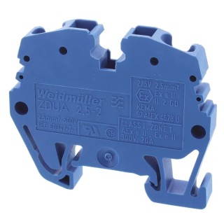 Weidmüller ZDUA Series DIN Rail Terminal Block Blue, 2.5mm² Cable CSA, 500V, 30A, 1-Level Clamp 1720930000