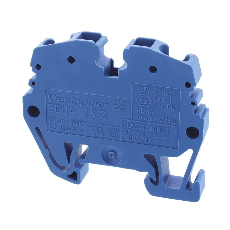 Weidmüller ZDUA Series DIN Rail Terminal Block Blue, 2.5mm² Cable CSA, 500V, 30A, 1-Level Clamp 1720930000