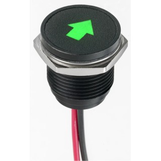 APEM Green LED Panel Mount Indicator 16 mm, Lead Wire Termination, IP67, 13.2V dc Q16F5BXXHG12E-3K6