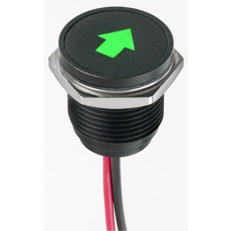 APEM Green LED Panel Mount Indicator 16 mm, Lead Wire Termination, IP67, 13.2V dc Q16F5BXXHG12E-3K6