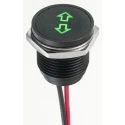 APEM Green LED Panel Mount Indicator 16 mm, Lead Wire Termination, IP67, 13.2V DC Q16F5BXXHG12E-3AH