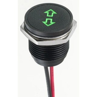APEM Green LED Panel Mount Indicator 16 mm, Lead Wire Termination, IP67, 13.2V DC Q16F5BXXHG12E-3AH