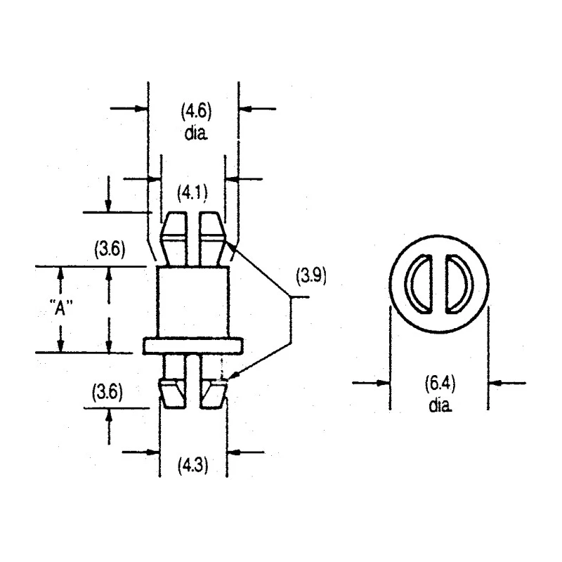 Essentra Nylon PCB Post 4.8 mm High 12.2 mm Overall Height 3.9 mm PCB Hole Diameter MSPE-3-01