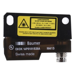 Baumer Diffuse Photoelectric Sensor, Block Style, 20 mm to 350 mm Detection Range, PNP Output, IP67 Rated OHDK 14P5101/S35A