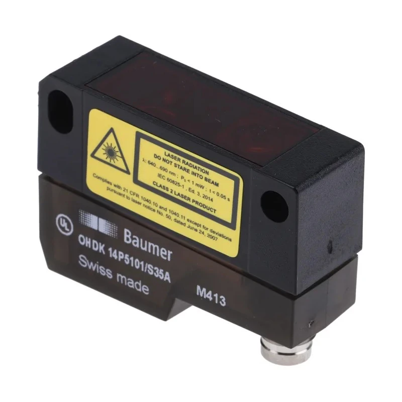 Baumer Diffuse Photoelectric Sensor, Block Style, 20 mm to 350 mm Detection Range, PNP Output, IP67 Rated OHDK 14P5101/S35A