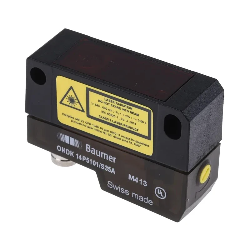 Baumer Diffuse Photoelectric Sensor, Block Style, 20 mm to 350 mm Detection Range, PNP Output, IP67 Rated OHDK 14P5101/S35A