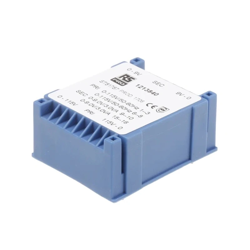 RS PRO 2 x 9 V ac 2 Output PCB Transformer, AS/NZS 61558.2.6, IEC/BS/EN 61558-1, CE 121-3840