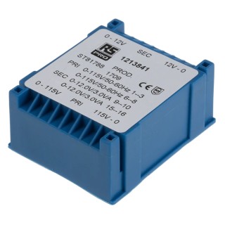 RS PRO 2 x 12 V AC 2 Output PCB Transformer, 6VA, Dual Primary, Low Profile, 10 Pins, CE 121-3841