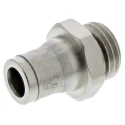 Legris Pneumatic Fitting LF3600 Series Male Threaded-to-Tube 1/4 in G Thread, Push-In 6 mm Nickel Plated Brass LF3600