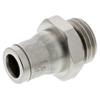 Legris Pneumatic Fitting LF3600 Series Male Threaded-to-Tube 1/4 in G Thread, Push-In 6 mm Nickel Plated Brass LF3600