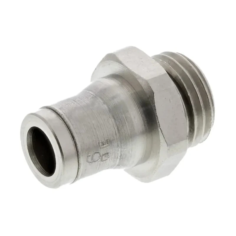 Legris Pneumatic Fitting LF3600 Series Male Threaded-to-Tube 1/4 in G Thread, Push-In 6 mm Nickel Plated Brass LF3600