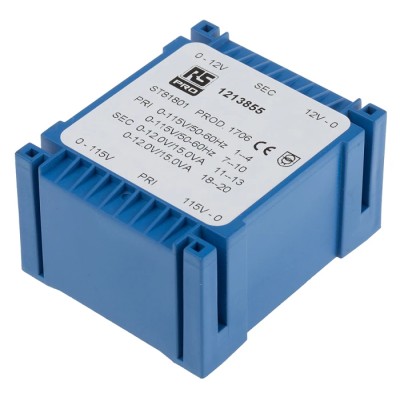RS PRO 2 x 12 V AC 2 Output PCB Transformer, 30VA Power, 115 V / 230 V Primary Voltage, IECBSEN 615586, CE, ASNZS 121-3855