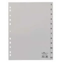 Durable Grey A4 File Divider 12 Tabs with Preprinted Riders 1-12, Polypropylene Sheets 6512-10