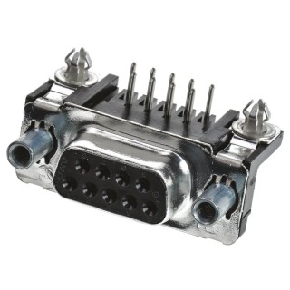 TE Connectivity AMPLIMITE HD-20 9 Way Right Angle 2.74 mm Pitch Through Hole D-Sub Connector with 4 to 40 UNC 5747844-6