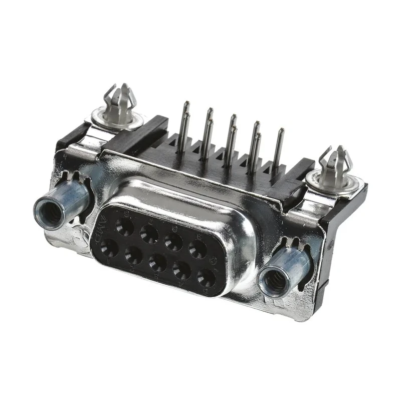 TE Connectivity AMPLIMITE HD-20 9 Way Right Angle 2.74 mm Pitch Through Hole D-Sub Connector with 4 to 40 UNC 5747844-6