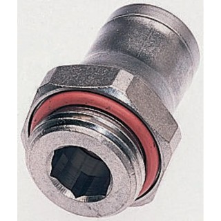 Legris LF3600 Series Male Pneumatic Fitting 3/8 in G Threaded-to-Tube 10 mm Push-in Nickel Plated Brass LF3600