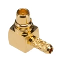 Radiall TE Connectivity MMCX Series Coaxial Connector Cable Male 50 Ω Right Angle Body Solder 1-1634003-0