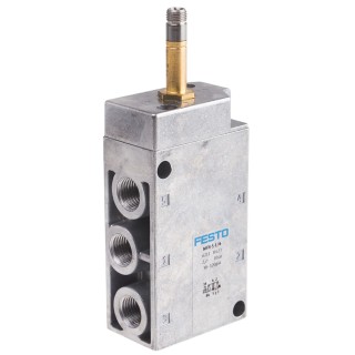 Festo Pneumatic Solenoid Valve 5/2 Solenoid G Threaded Port 1/4 in Aluminium Body MFH-5-1/4
