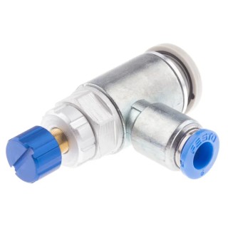 Festo Flow Controller Exhaust Valve GRLA-1/4-QS-6-RS-D Wrought Aluminium Alloy Body 0.2-10 Bar Operating Pressure Germany