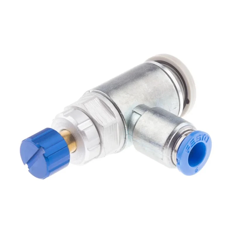 Festo Flow Controller Exhaust Valve GRLA-1/4-QS-6-RS-D Wrought Aluminium Alloy Body 0.2-10 Bar Operating Pressure Germany