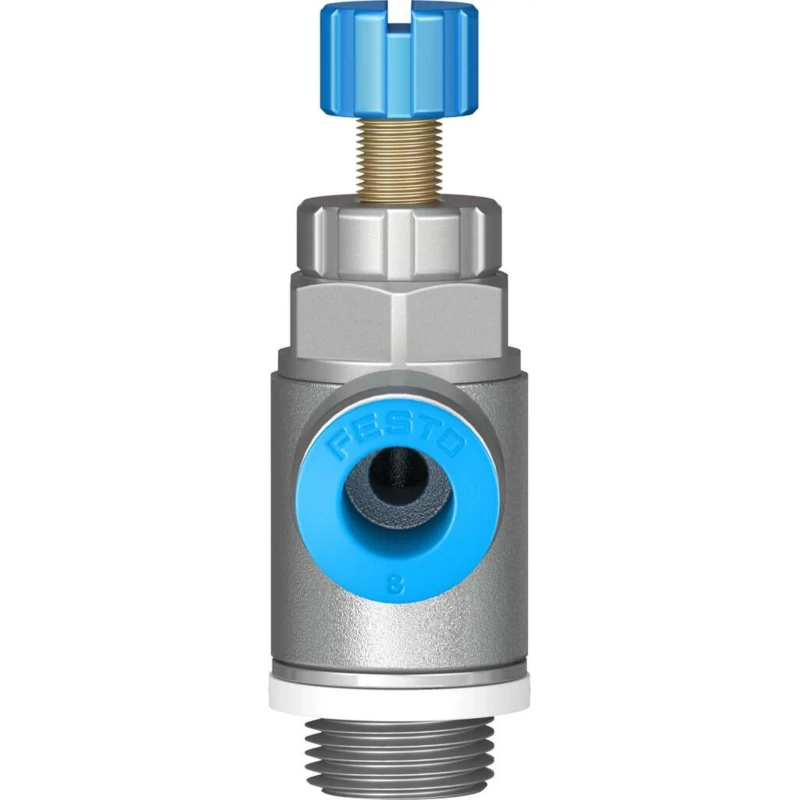 Festo Flow Controller Exhaust Valve GRLA-1/4-QS-6-RS-D Wrought Aluminium Alloy Body 0.2-10 Bar Operating Pressure Germany