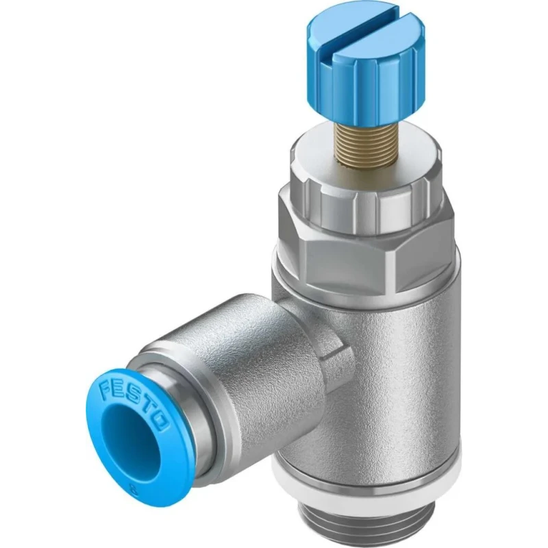 Festo Flow Controller Exhaust Valve GRLA-1/4-QS-6-RS-D Wrought Aluminium Alloy Body 0.2-10 Bar Operating Pressure Germany