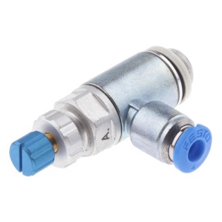 Festo GRLA Series Flow Controller Exhaust Valve, Threaded Outlet, Adjustable Flow, 1 bar Max Pressure GRLA-1/8-QS-4-RS-D