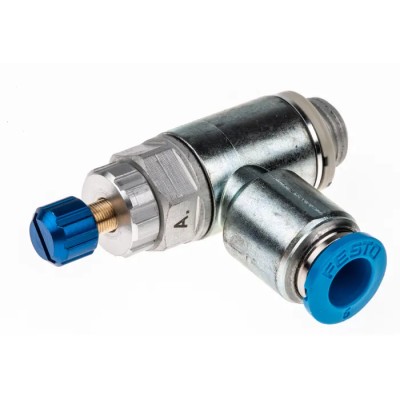 Festo GRLA Series Flow Controller Exhaust Valve, 197581, Inlet Female, Outlet Male Threaded GRLA-1/8-QS-6-RS-D