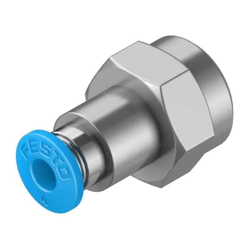 Festo Pneumatic Fitting 4mm Push-in Female G1/8 Threaded-to-Tube Nickel-Plated Brass QSF-1/8-4-B