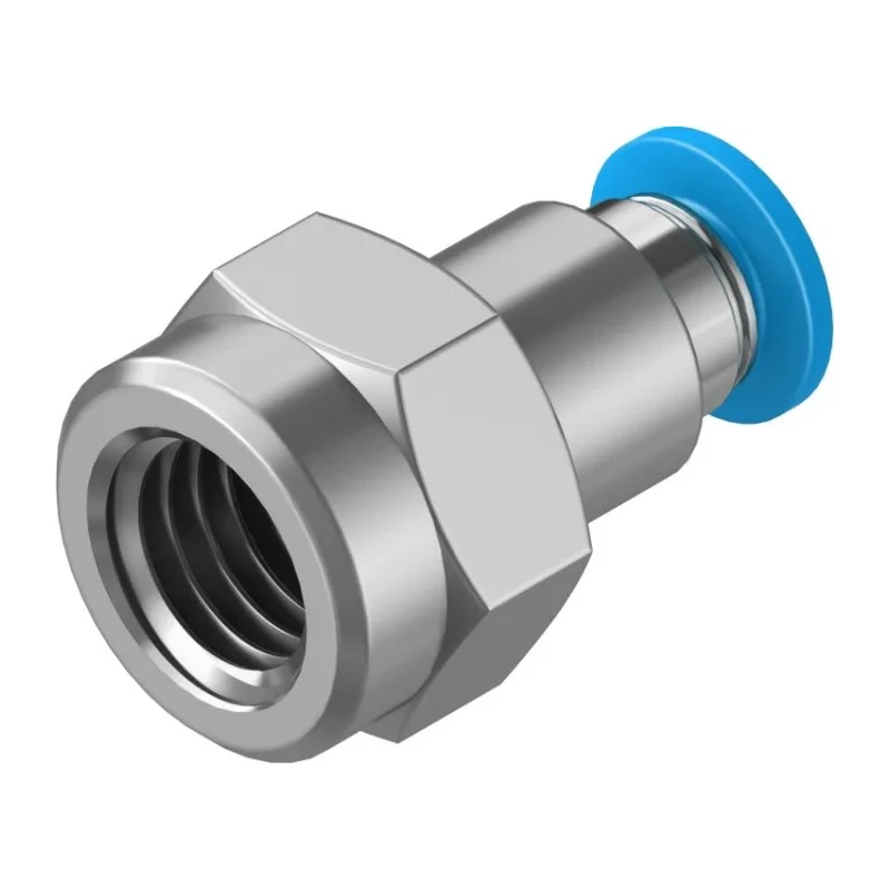 Festo Pneumatic Fitting 4mm Push-in Female G1/8 Threaded-to-Tube Nickel-Plated Brass QSF-1/8-4-B