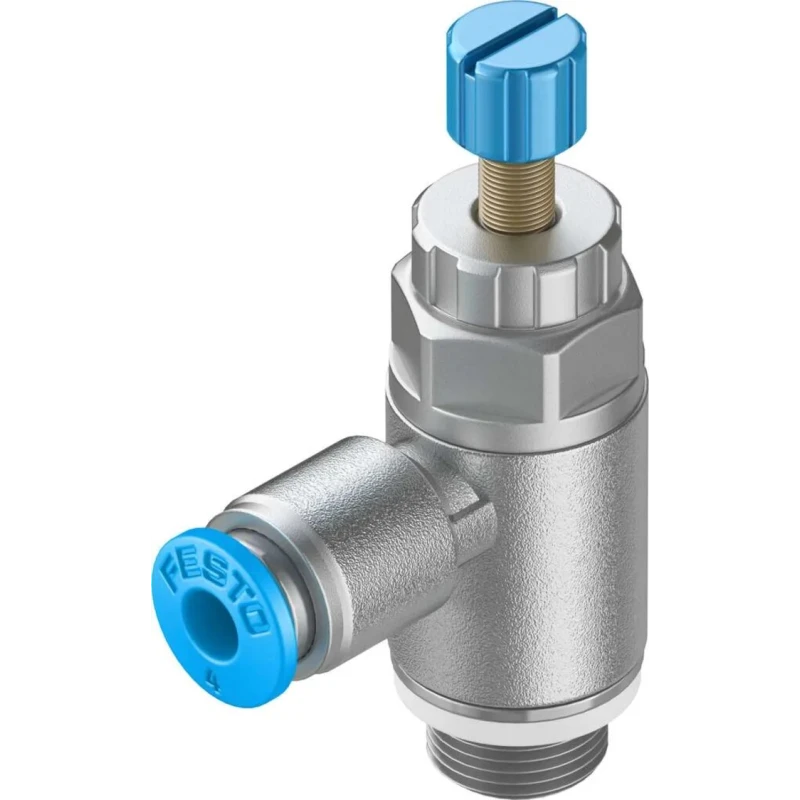 Festo GRLA Series Flow Controller Exhaust Valve, Threaded Outlet, Adjustable Flow, 1 bar Max Pressure GRLA-1/8-QS-4-RS-D