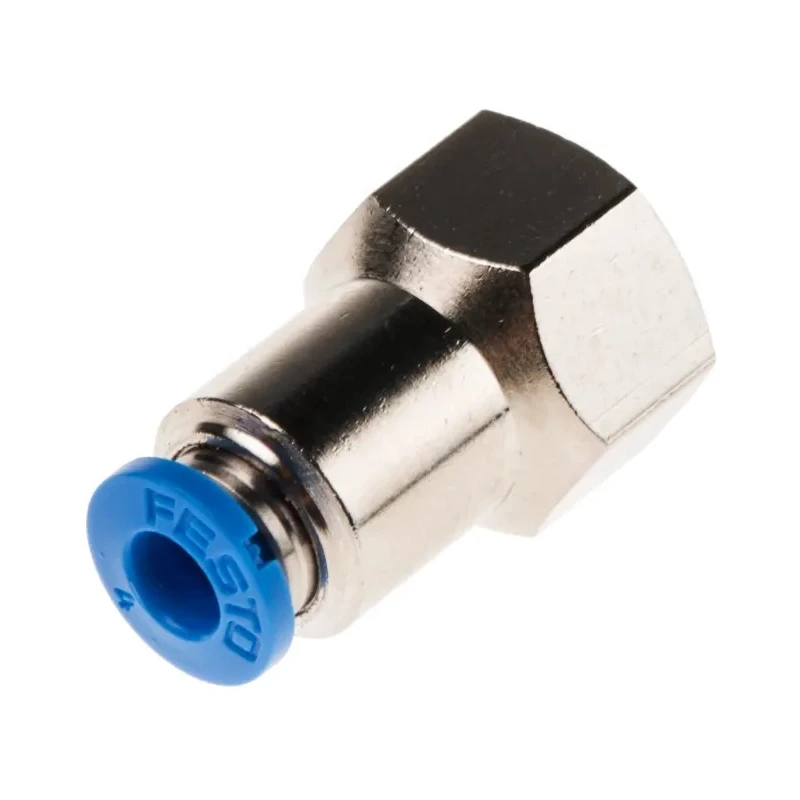 Festo Pneumatic Fitting 4mm Push-in Female G1/8 Threaded-to-Tube Nickel-Plated Brass QSF-1/8-4-B