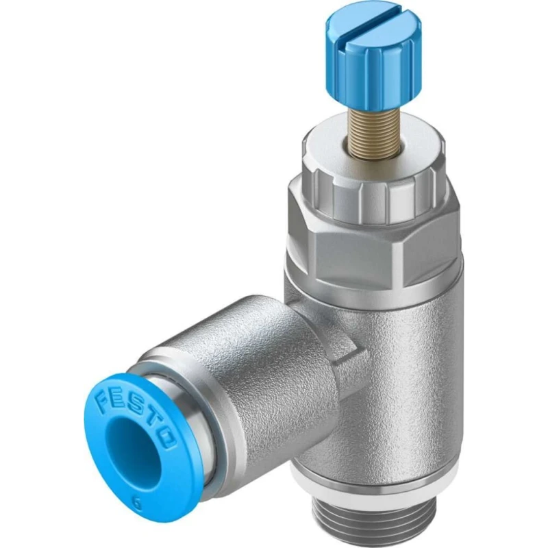 Festo GRLA Series Flow Controller Exhaust Valve, 197581, Inlet Female, Outlet Male Threaded GRLA-1/8-QS-6-RS-D