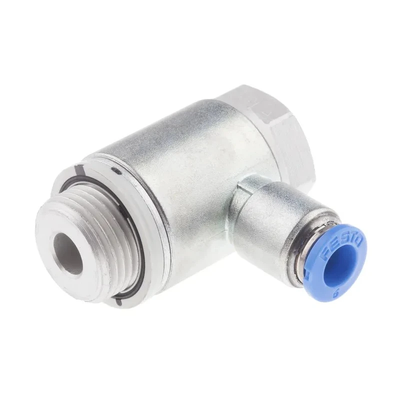 Festo One-Way Flow Controller Exhaust Valve Brass Anodised Aluminium Alloy ISO 1179-1 ISO 228-1 Threaded GRLA-3/8-QS-6-D