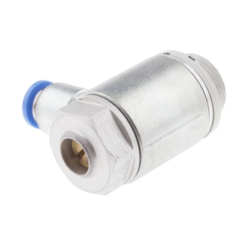 Festo One-Way Flow Controller Exhaust Valve Brass Anodised Aluminium Alloy ISO 1179-1 ISO 228-1 Threaded GRLA-3/8-QS-6-D