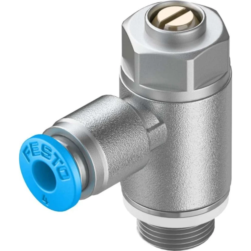 Festo GRLA Series Flow Controller Exhaust Valve Threaded ISO 1179-1 and ISO 228-1, 1 bar Pressure, -10°C to GRLA-1/8-QS-4-D
