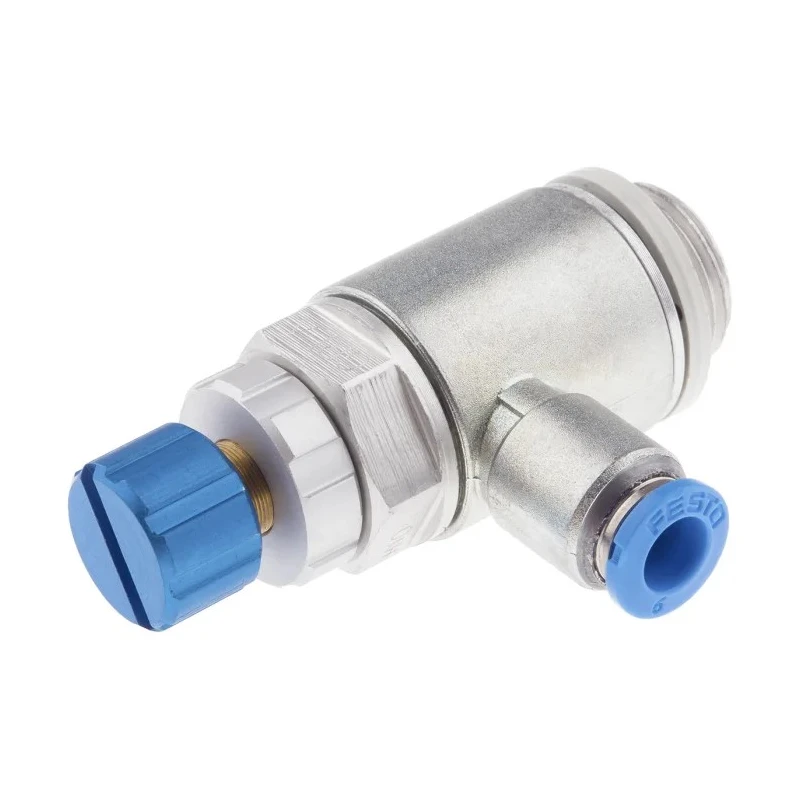 Festo GRLA Series One-Way Flow Controller Exhaust Valve with Threaded Inlet Female and Outlet Male GRLA-3/8-QS-6-RS-D