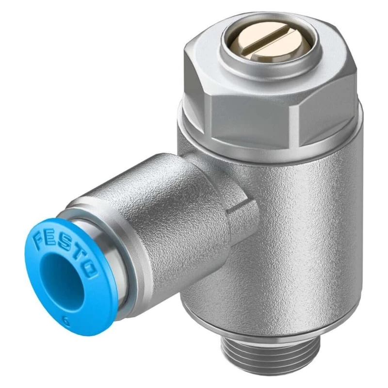Festo Exhaust Valve Flow Controller , Male Inlet ISO 1179-1 and ISO 228-1 Threaded, Max Pressure 10 bar GRLA-1/8-QS-6-MF-D