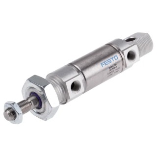 Festo Pneumatic Cylinder , 25 mm Bore, 10 mm Stroke, Self-Adjusting Pneumatic Cushioning, ISO 6432 Standard DSNU-25-10-PPS-A
