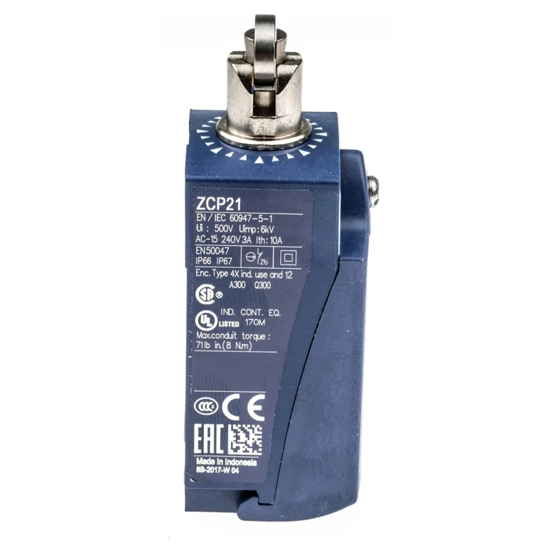 Telemecanique Sensors Roller Plunger Limit Switch, 1 NO/1 NC, IP67 IP66, Plastic Housing, 240V AC 3A XCKP2102P16