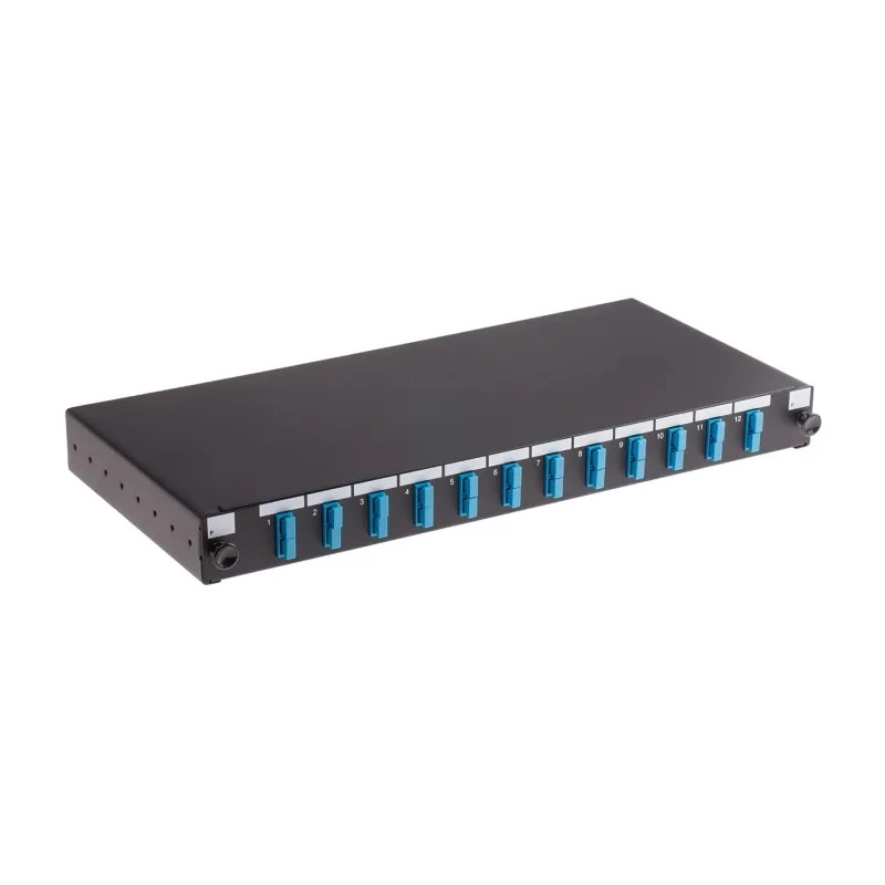 RS PRO 24 Port SC Duplex Fibre Optic Patch Panel With 12 Ports Populated, 1U Rack Height, Steel, Single Mode 121-3966
