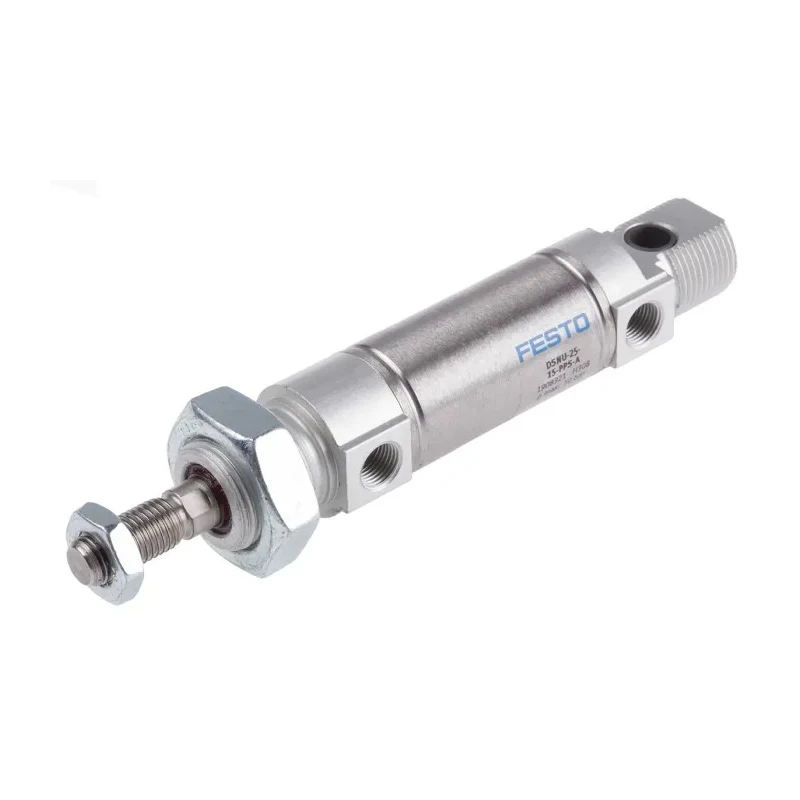 Festo Pneumatic Cylinder 25 mm Piston Diameter 15 mm Stroke, Self-Adjusting Pneumatic Cushioning, ISO 6432 DSNU-25-15-PPS-A