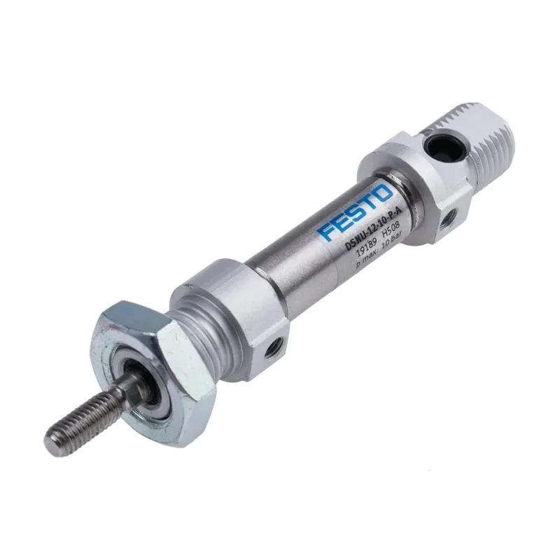 Festo Pneumatic Piston Rod Cylinder 10 mm Bore, Direct Mount, Elastic Cushioning, 115 mm Length, 10 mm Stroke DSNU-12-10-P-A
