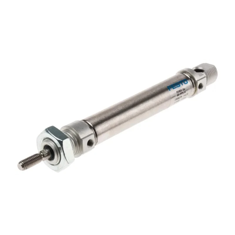 Festo Pneumatic Cylinder 16 mm Bore 60 mm Stroke Self-Adjusting Pneumatic Cushioning Double-Acting Operation DSNU-16-60-PPS-A