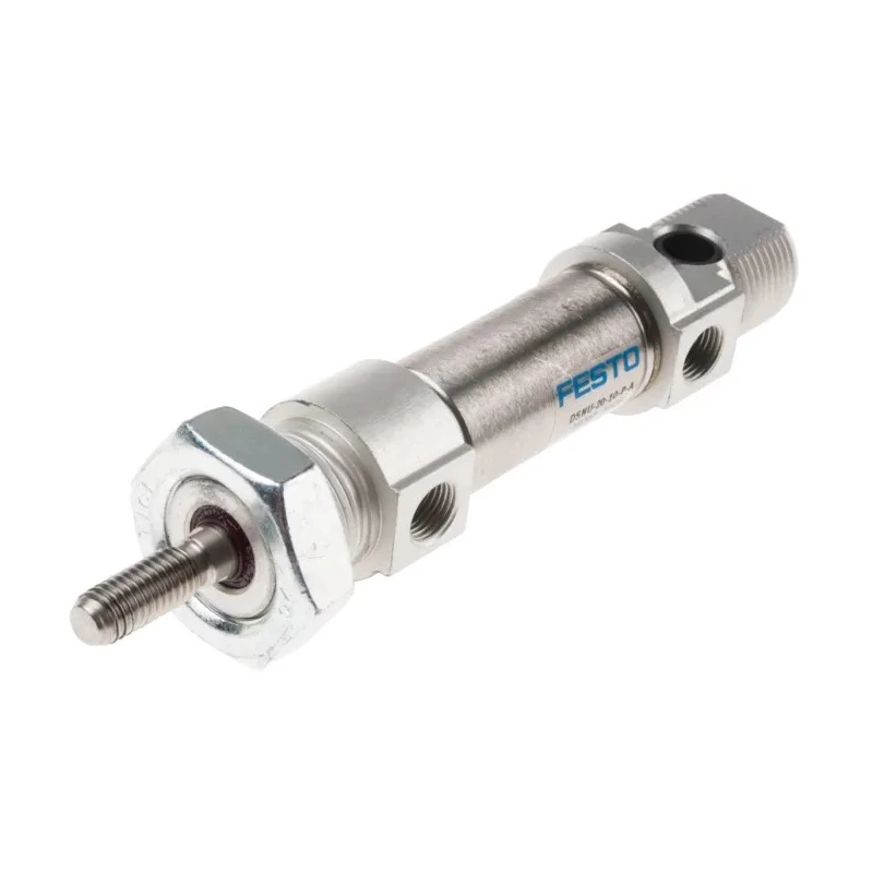 Festo Pneumatic Piston Rod Cylinder DSNU Series Double-Acting 10 mm Stroke, 142 mm Length, 1-10 Bar Pressure DSNU-20-10-P-A