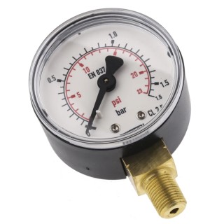 WIKA 50 mm 1/8 in R Threaded Pressure Gauge 1.6 bar 111.10 Series 7833926