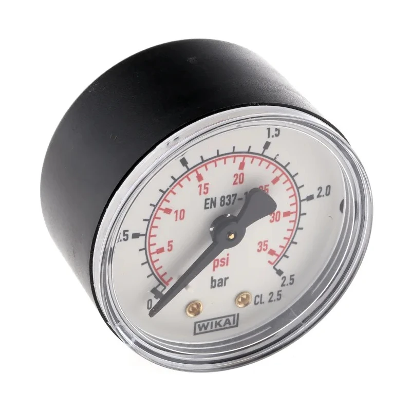 WIKA 50 mm Plastic Case Back Entry Pressure Gauge 2.5 bar, R 1/8 in BSPT Connection 7833658