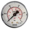 WIKA 50 mm Plastic Case Back Entry Pressure Gauge 2.5 bar, R 1/8 in BSPT Connection 7833658
